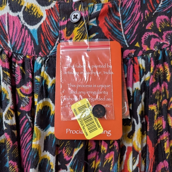 NWT Go Softly Patio Colorful Floral House Dress Mumu Size Small 100% Rayon - Picture 4 of 10